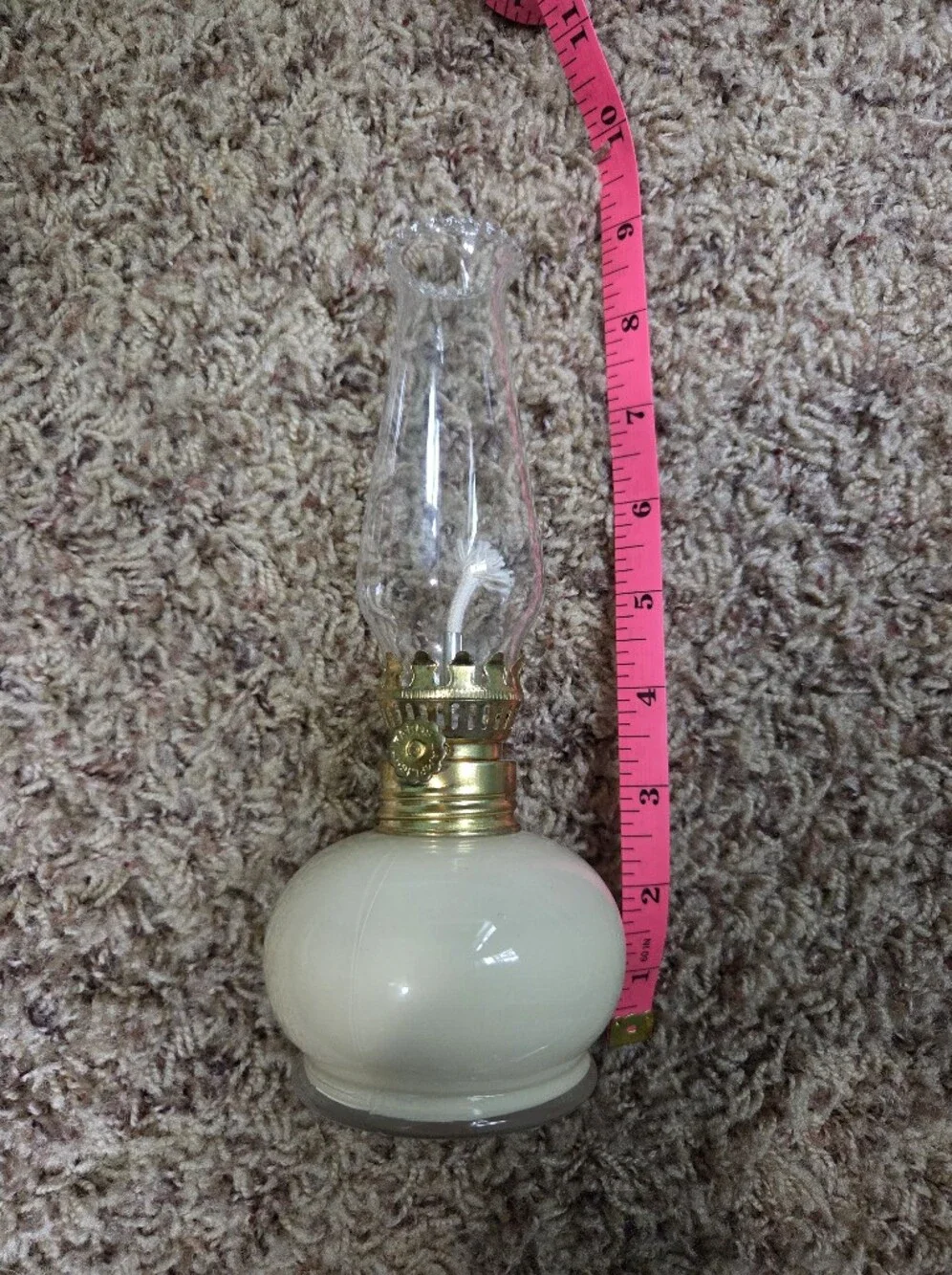 Classic Cream Glass Oil Lamp with Brass Accents